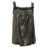 Gold & Black Grosgrain Linen Tank Top