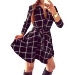 Long Sleeve Plaid & Check Dress