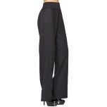 Navy Fold-Over Linen-Blend Wide-Leg Pants