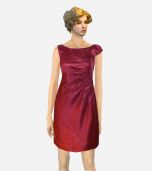 Red Gather Pencil Cocktail Dress