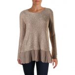 Taupe Peplum Hem Pullover Sweater