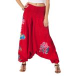 Red Floral Three-in-One Convertible Harem Pants
