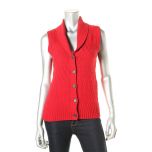 Red Ribbed Textured Sweater Vest