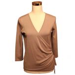 Beige Silk Blend Surplice Top