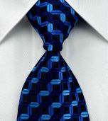 Blue & Black Stripes Jacquard Silk Necktie
