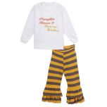 White 'Pumpkin Kisses' Top & Mustard Pants