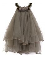 Grey Rosette Tulle Dress - Kids