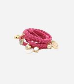 Braided Leather Cord Wrap Gold Charm Bracelet