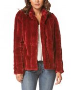 Burgundy Faux-Fur Collared Jacket