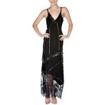 Black Grommet & Lace Asymmetrical Maxi Dress