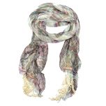 Blue Paisley Lace-Accent Fringe Scarf