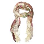 Mauve Paisley Lace-Accent Fringes Scarf
