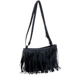 Off-Black Faux Suede Crossbody Bag