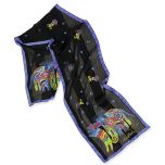 Black Dancing Doggies Silk Scarf