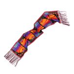 Black & Red Cats Fringe Silk Scarf