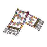 White Rainbow Horses Oblong Silk Scarf