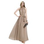 Long Beige Cocktail Dress