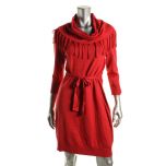 Red Fringe Neck Sweaterdress