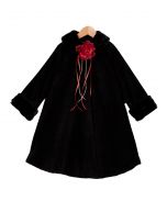 Black Rose Faux Fur Swing Coat