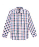 Bright Orange Plaid Button-Up