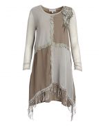 Ecru Fringe Silk-Blend Sidetail Dress