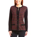 Charcoal & Black Houndstooth Wool-Blend Button-Up Cardigan