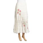 White Rose Embroidered Peasant Skirt