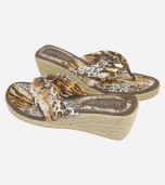 Animal Print Fabric Wedge Sandal
