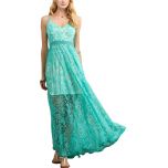 Blue Floral Lace Maxi Dress