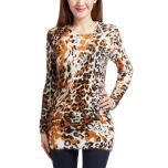 Brown & Black Animal Print Fuzzy Sweater