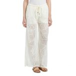 Cream Crocheted Drawstring Lounge Pants