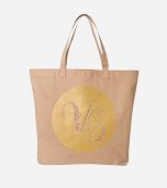 Beige  "VS" Monogram Beach Tote