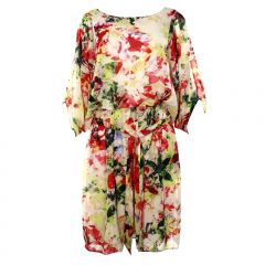 Yellow Floral-Print Sheath Dress