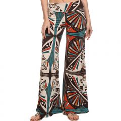 Cream & Jade Geometric High-Waist Palazzo Pants