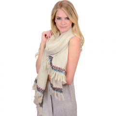 Oatmeal Boho Fringe Scarf