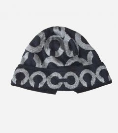 Black Op Art Lurex Signature Beanie Hat