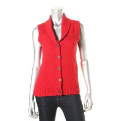 Red Ribbed Textured Sweater Vest