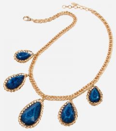 Pachac Gold Lapis Stone Teardrop Necklace