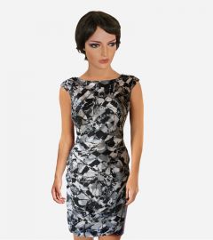 New York Black Gray Print Dress