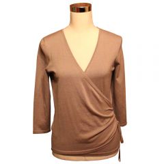 Beige Silk Blend Surplice Top