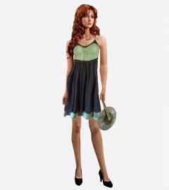 Black & Loden Green Charmeuse Dress