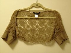 Wool Knitted w Gold Beads and Spancole Cardigan