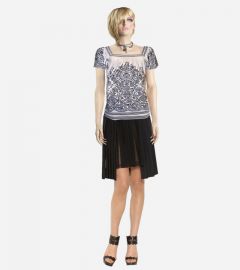 Rakel Black Silk Lace Pleated Skirt
