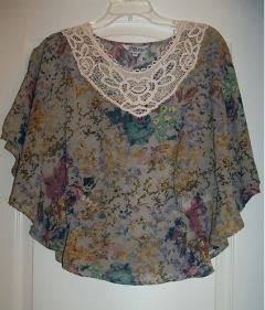 Batwing Sleeve Floral Blouse
