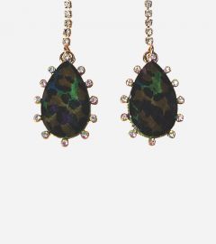 Black Leopard Waterdrop Stud Earrings