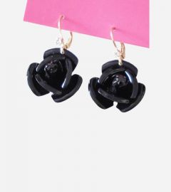 Black Paint Rose Pierced Earring