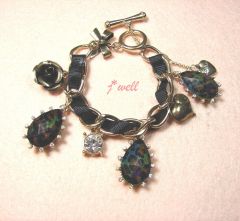 Black Leopard Crystal Short Bracelet