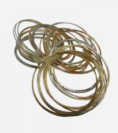 54 Bangles Tri Tone Crystal Thin Bangle