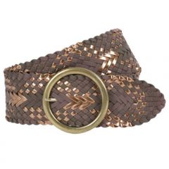 Brown/Gold Non-Leather Braided Woven Belt