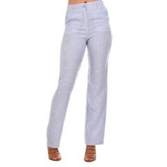 Navy Blue & White Stripe Linen Trouser Pants